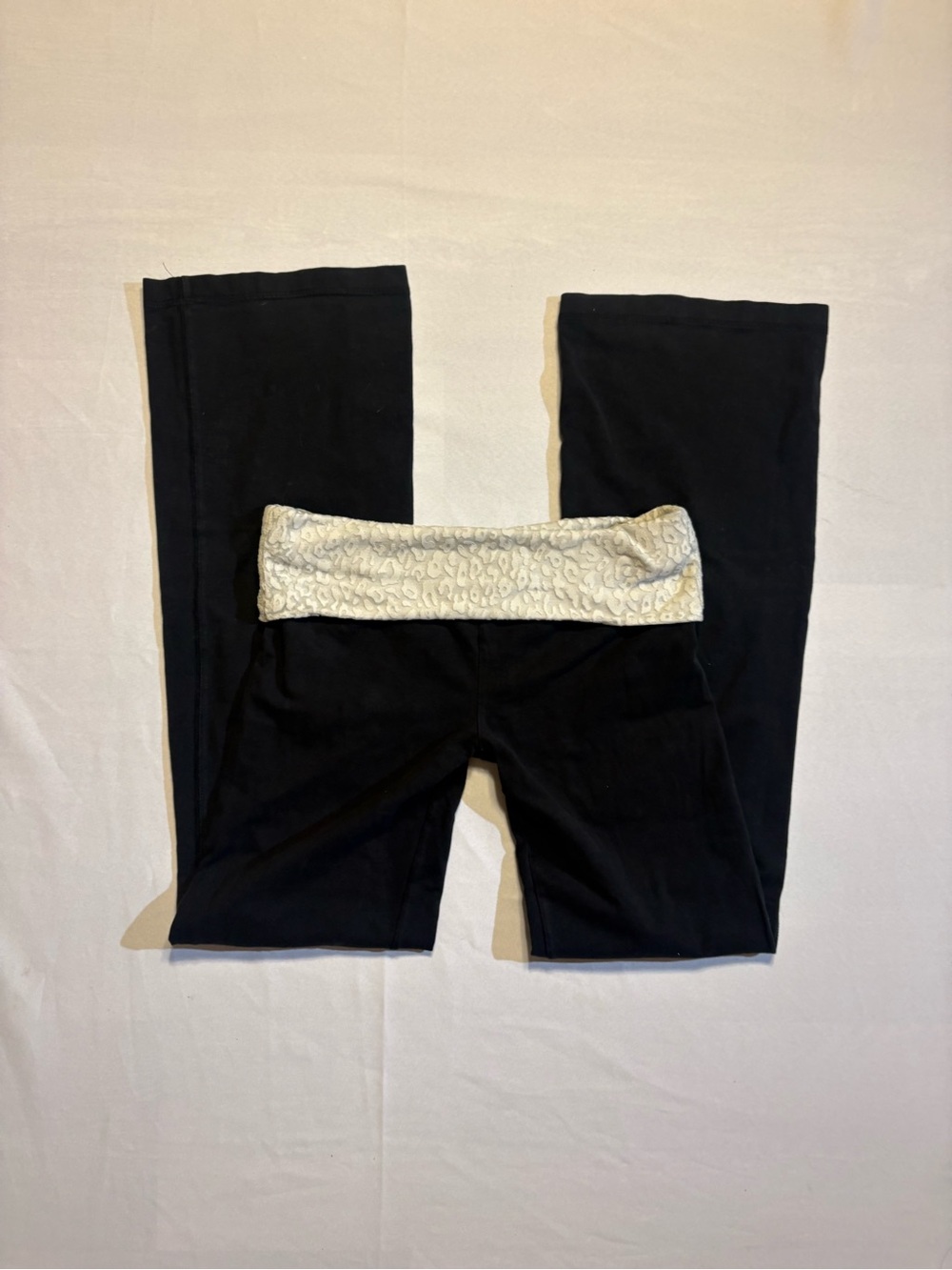 No Boundaries Black Leggings with Ivory Fold-Over Waistband